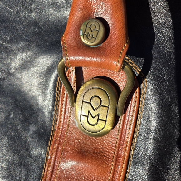 Marino Orlandi Duffle Weekender Travel Bag Italy Leather Black Brown 24x13x10" - Picture 4 of 15